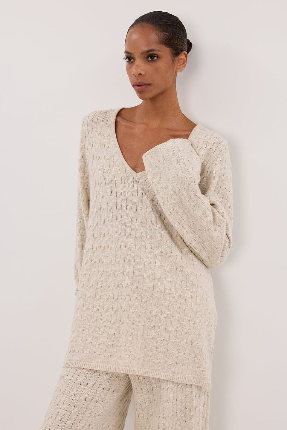 MAREN CHALK CABLE KNIT JUMPER Clothing DISSH Boutiques 