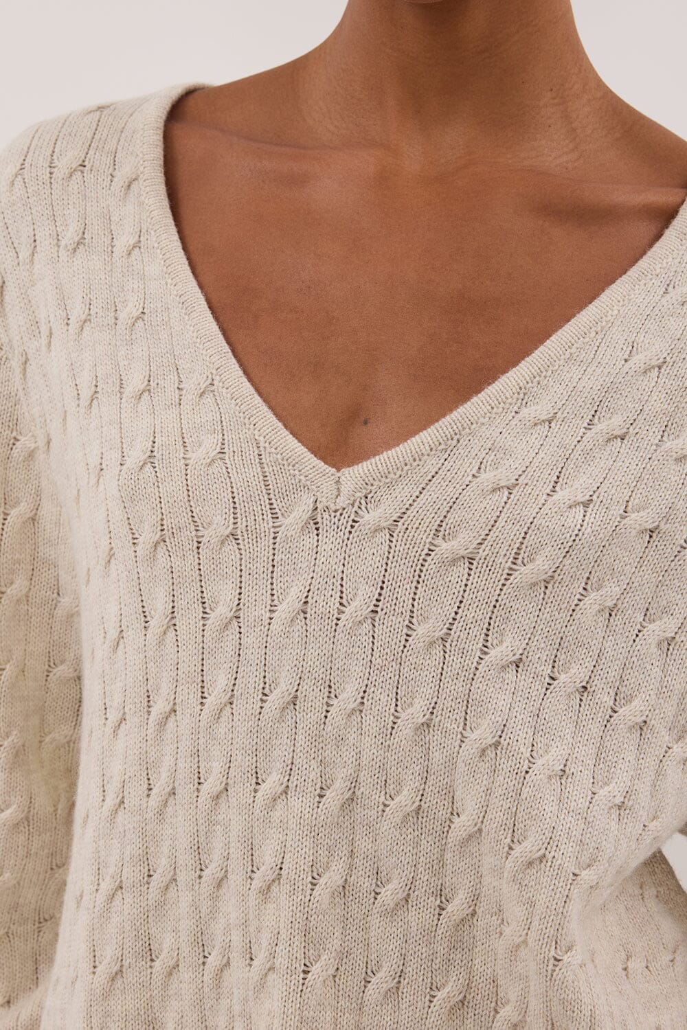 MAREN CHALK CABLE KNIT JUMPER Clothing DISSH Boutiques 