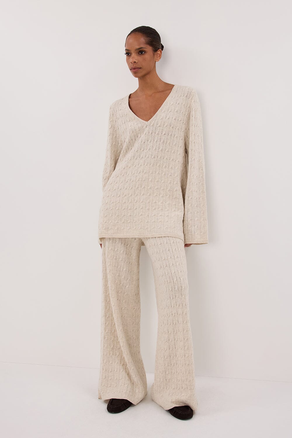 MAREN CHALK CABLE KNIT JUMPER Clothing DISSH Boutiques 