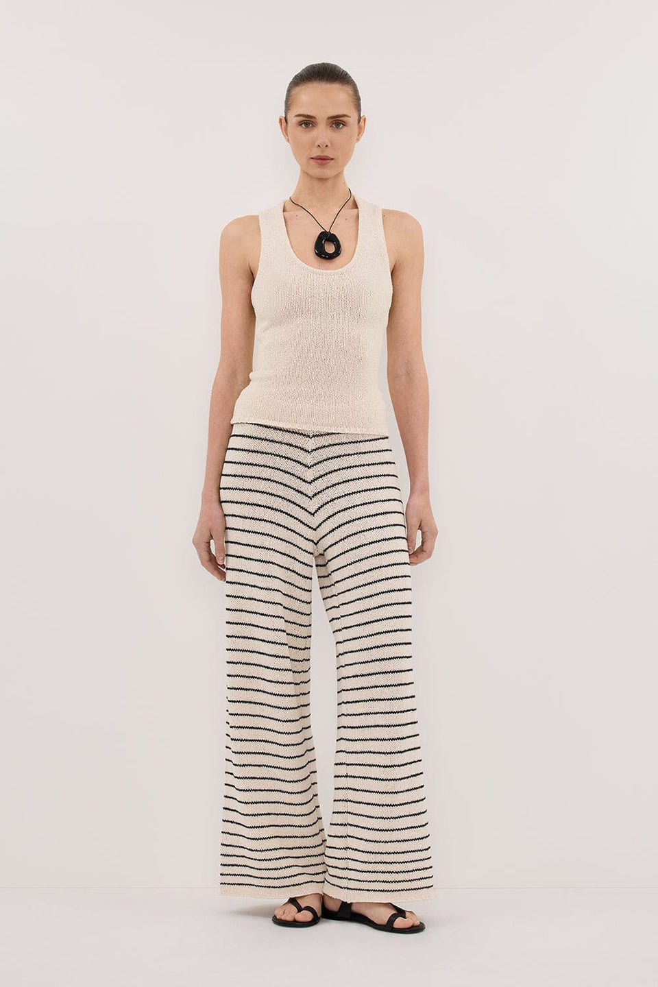 ASPEN SANDSTONE SLEEVELESS RACER KNIT TOP Clothing DISSH Boutiques XS SANDSTONE 