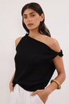 KARA BLACK ASYM KNIT TOP