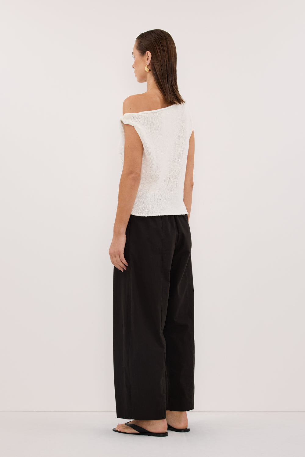 KARA OFF WHITE ASYM KNIT TOP