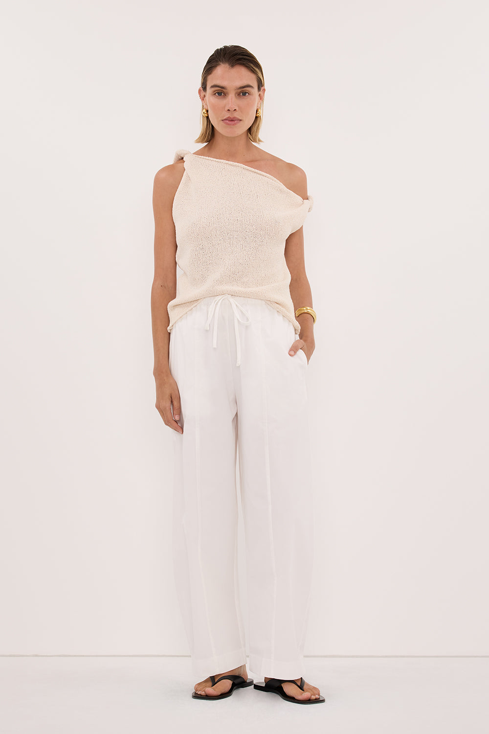 KARA SANDSTONE ASYM KNIT TOP