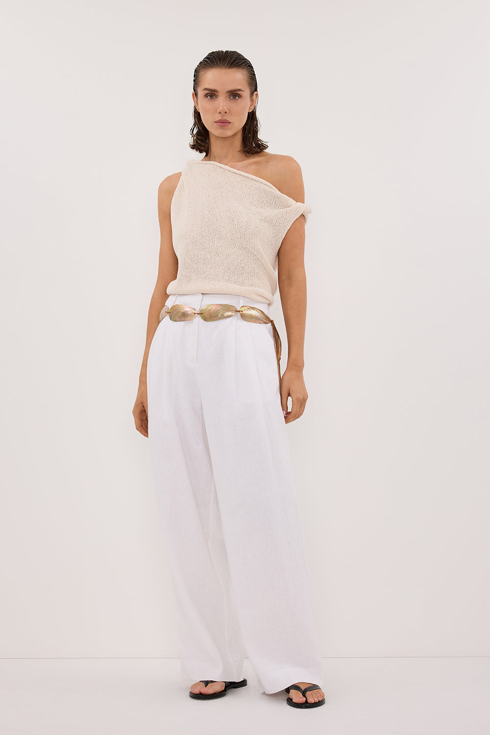 KARA SANDSTONE ASYM KNIT TOP Clothing DISSH Boutiques 