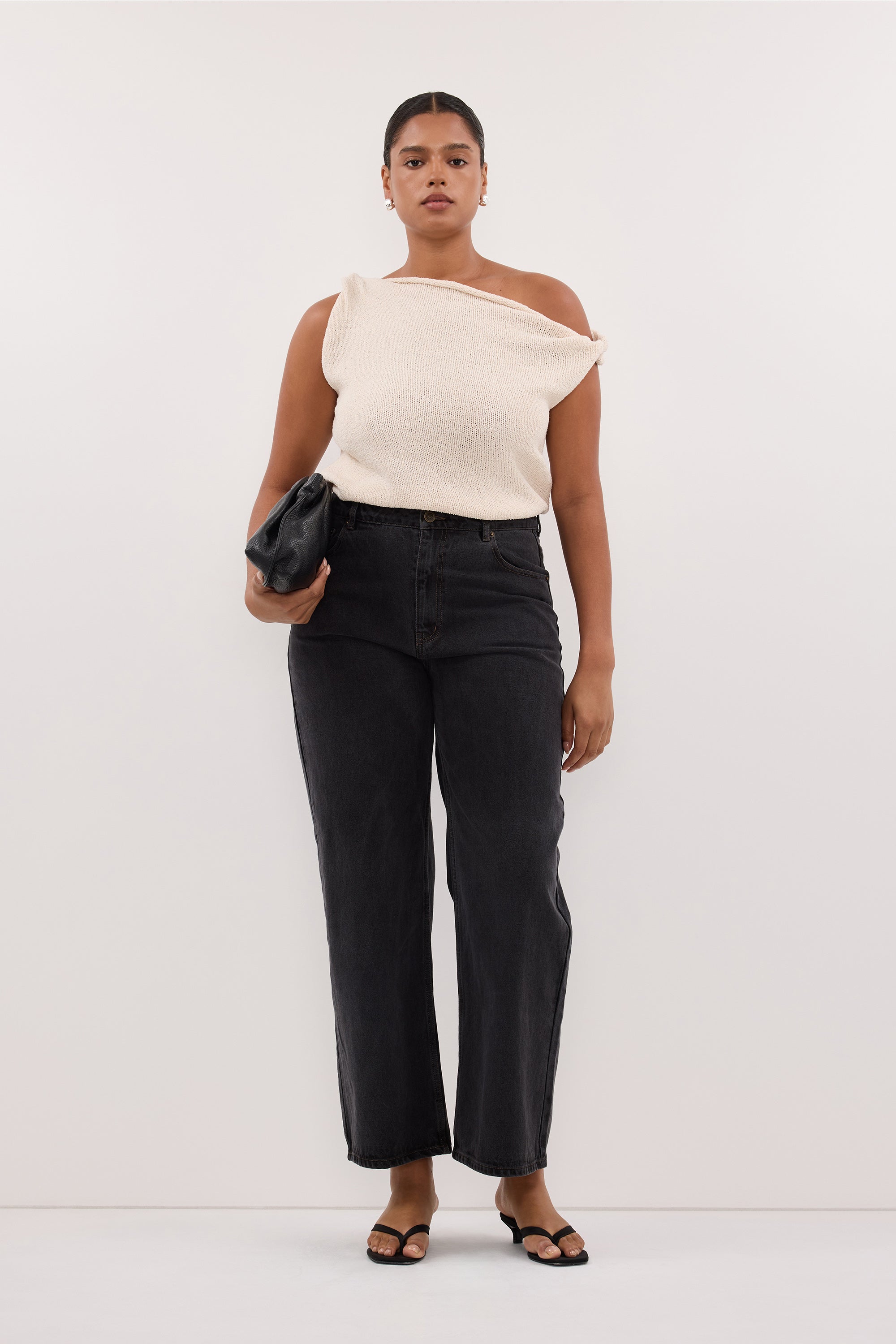 KARA SANDSTONE ASYM KNIT TOP