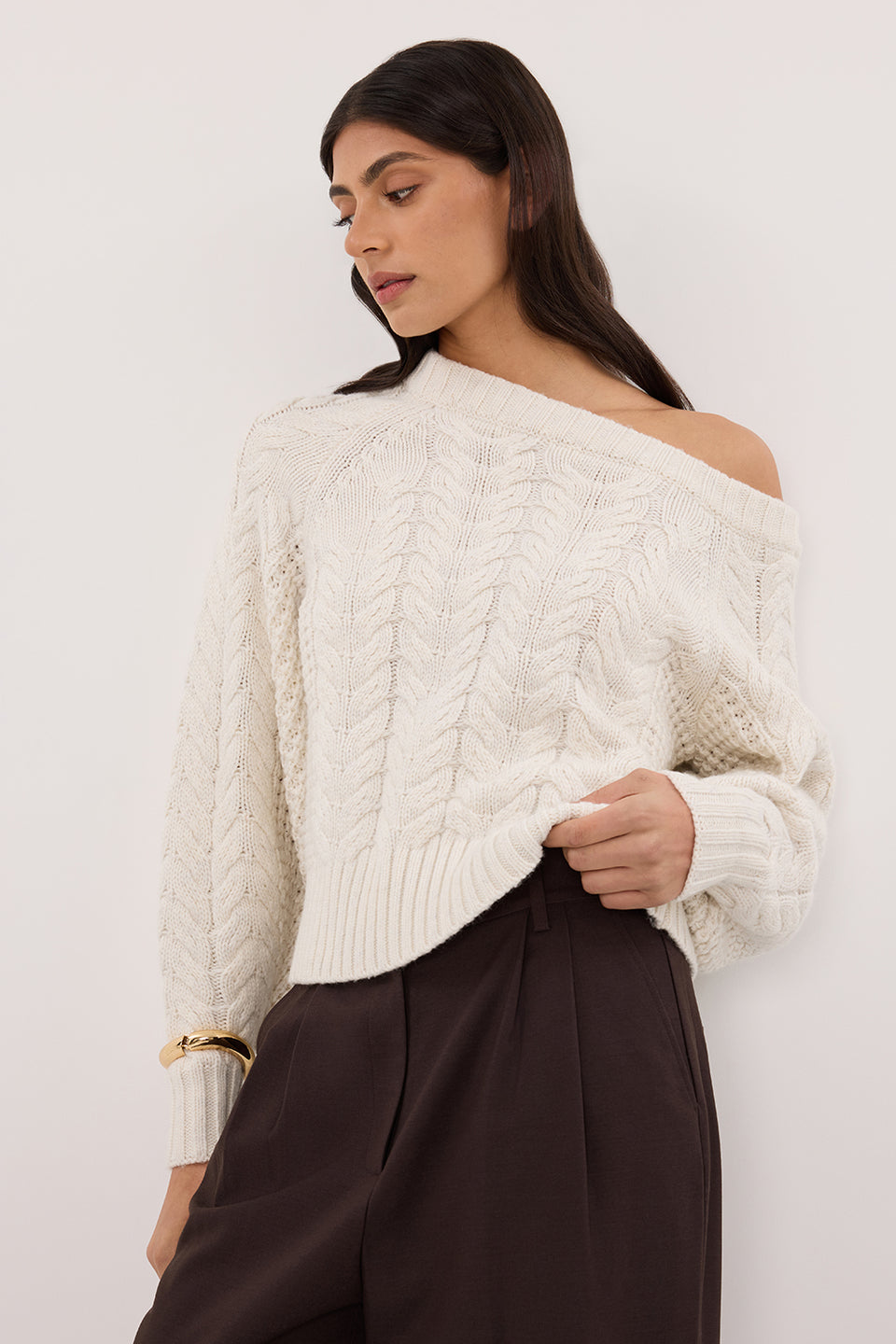 TOM CREAM ASYM KNIT JUMPER Clothing DISSH Boutiques XS CREAM 