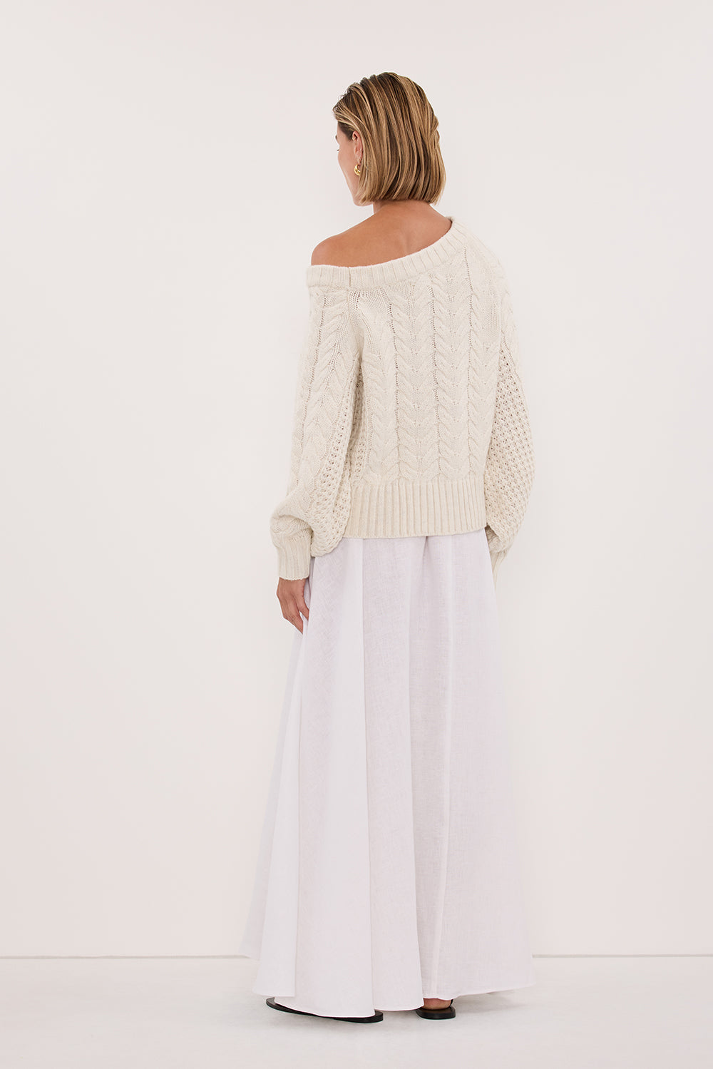TOM CREAM ASYM KNIT JUMPER