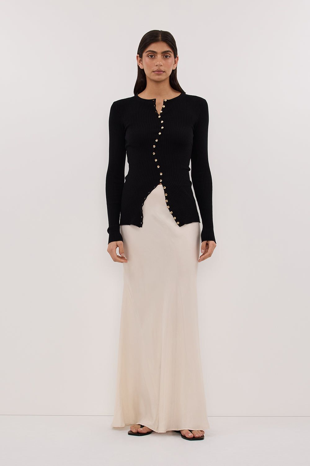 AMBER BLACK SLEEVED KNIT CARDIGAN Clothing DISSH Boutiques 