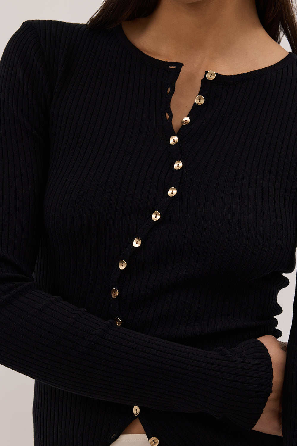 AMBER BLACK SLEEVED KNIT CARDIGAN Clothing DISSH Boutiques 