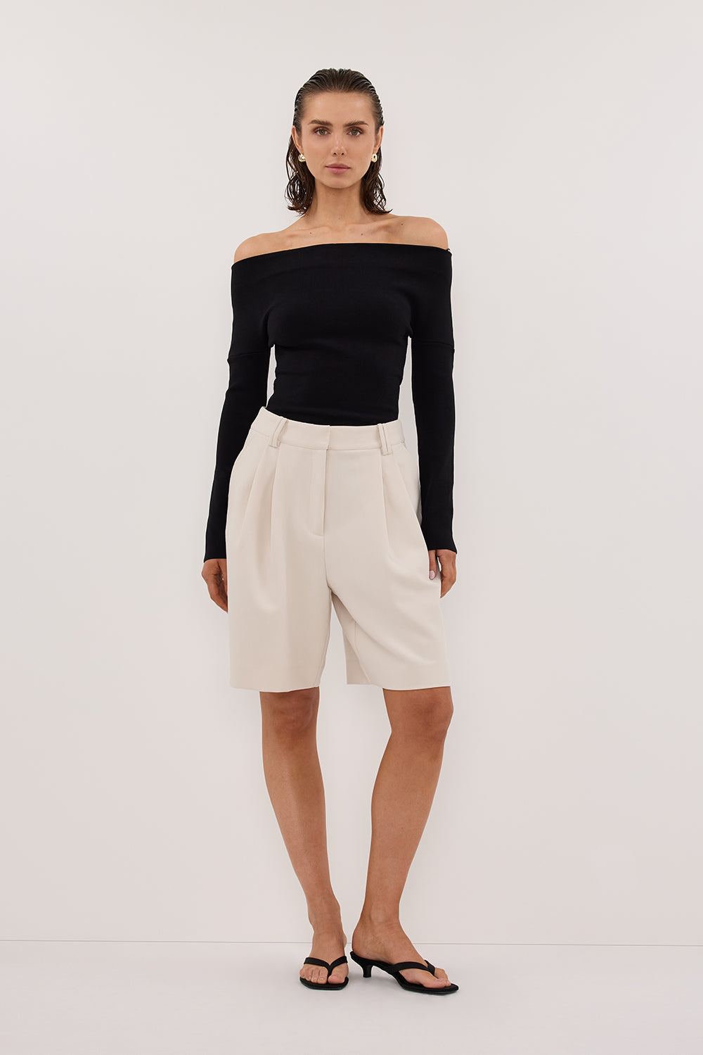ASTRID BLACK LONG SLEEVE KNIT TOP Clothing DISSH Boutiques XS BLACK 