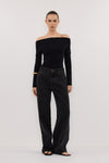 ASTRID BLACK LONG SLEEVE KNIT TOP