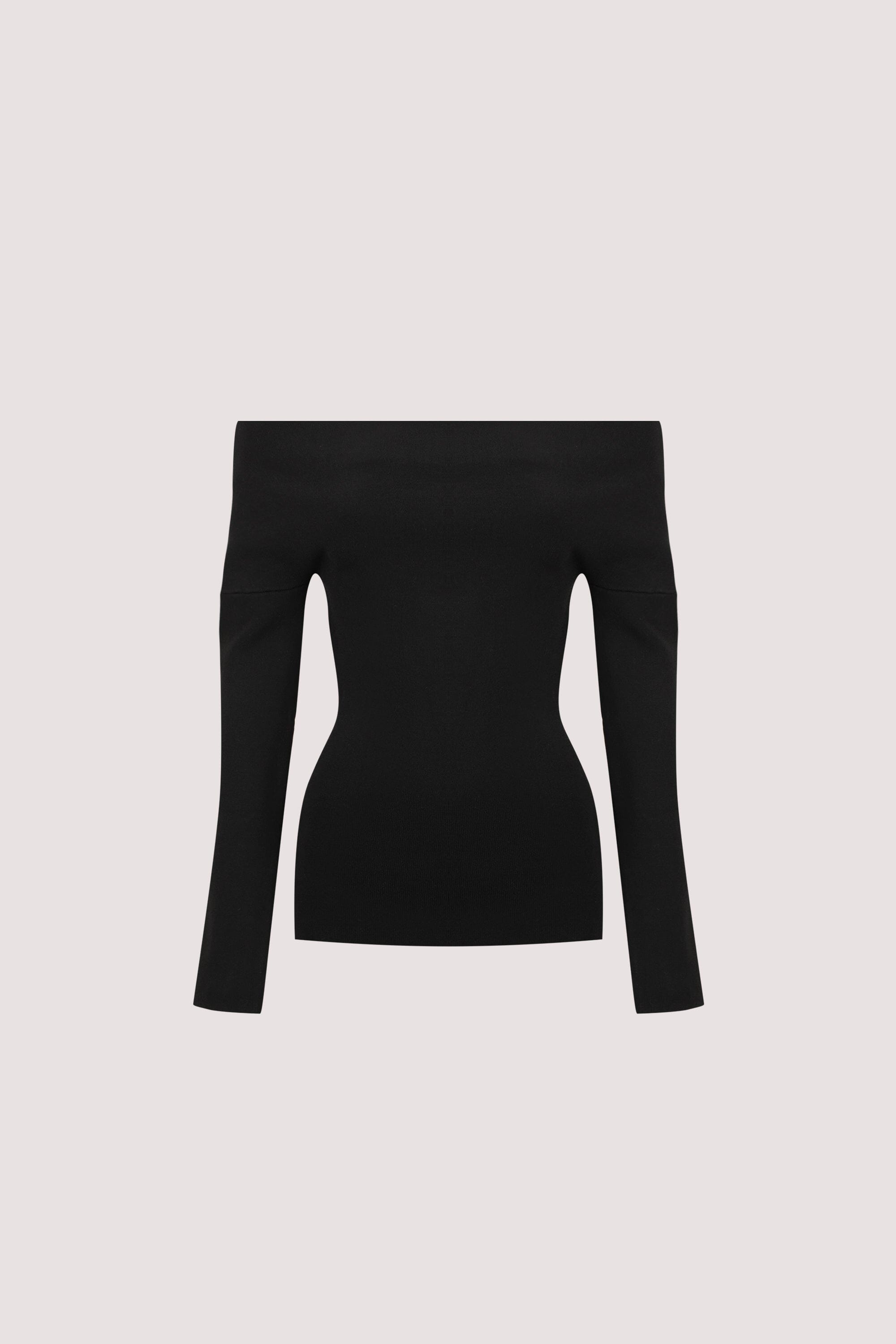 ASTRID BLACK LONG SLEEVE KNIT TOP Clothing DISSH Boutiques 