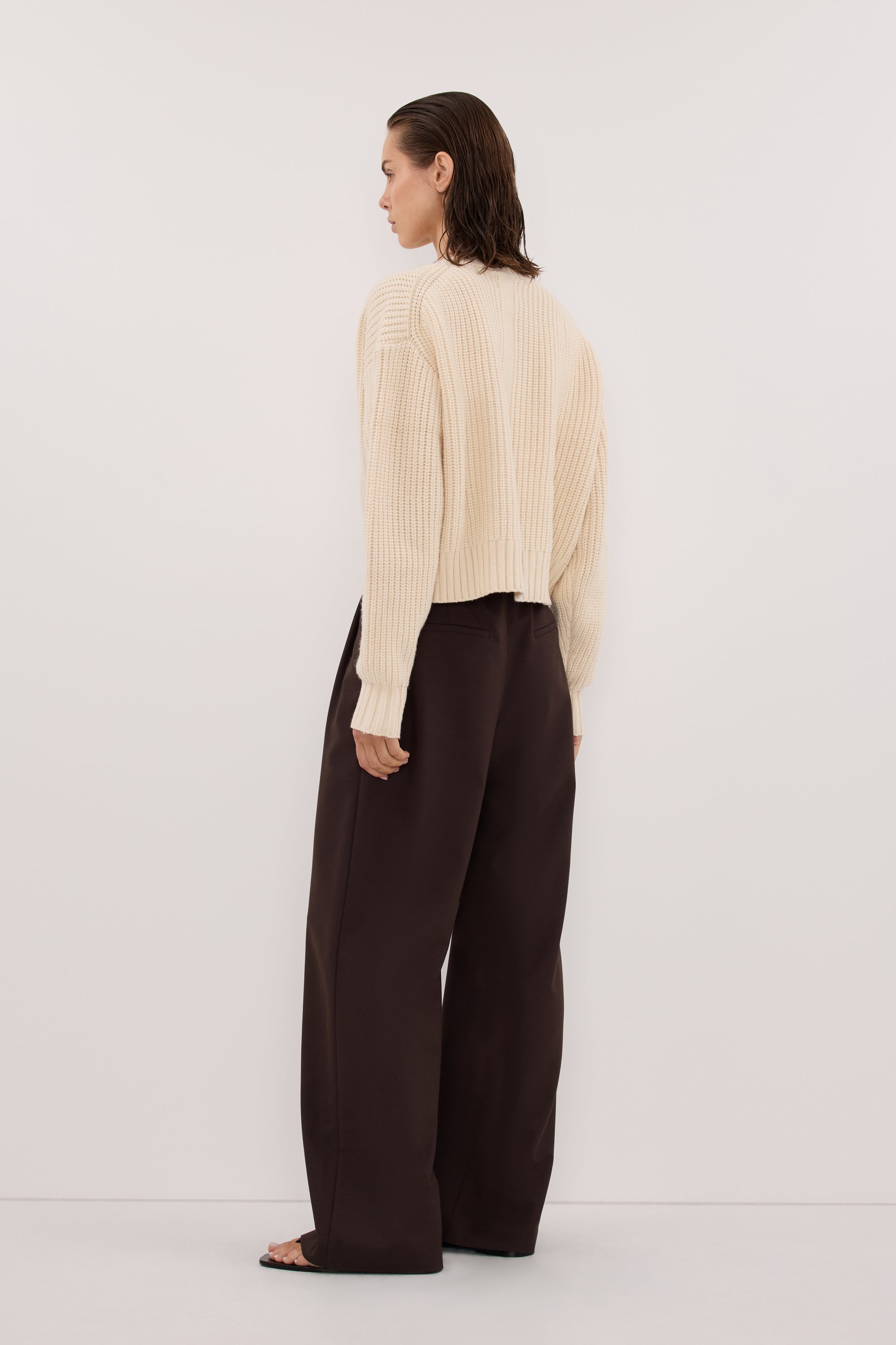 EVALINA SANDSTONE KNIT CARDIGAN