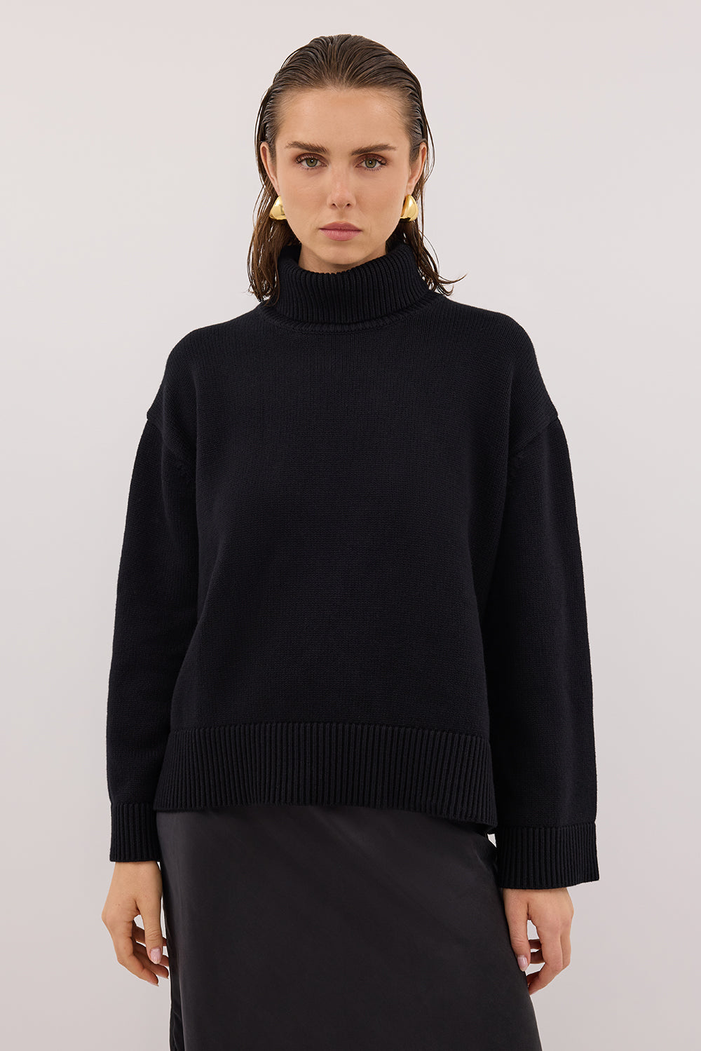 ella scallop collar knit ブラック ELLA BLACK TURNBACK NECK