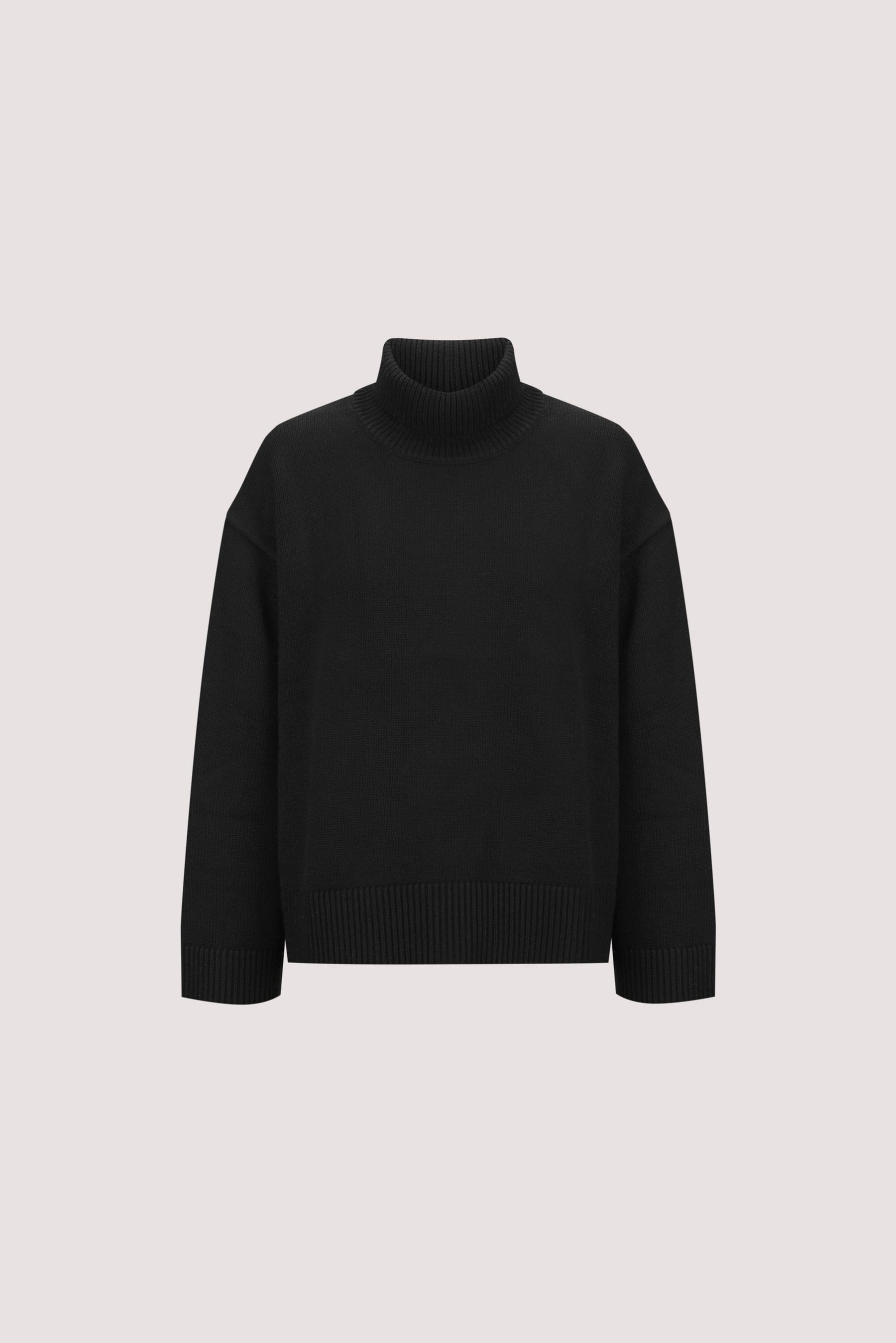 ELLA BLACK TURNBACK NECK KNIT JUMPER Clothing DISSH Boutiques 