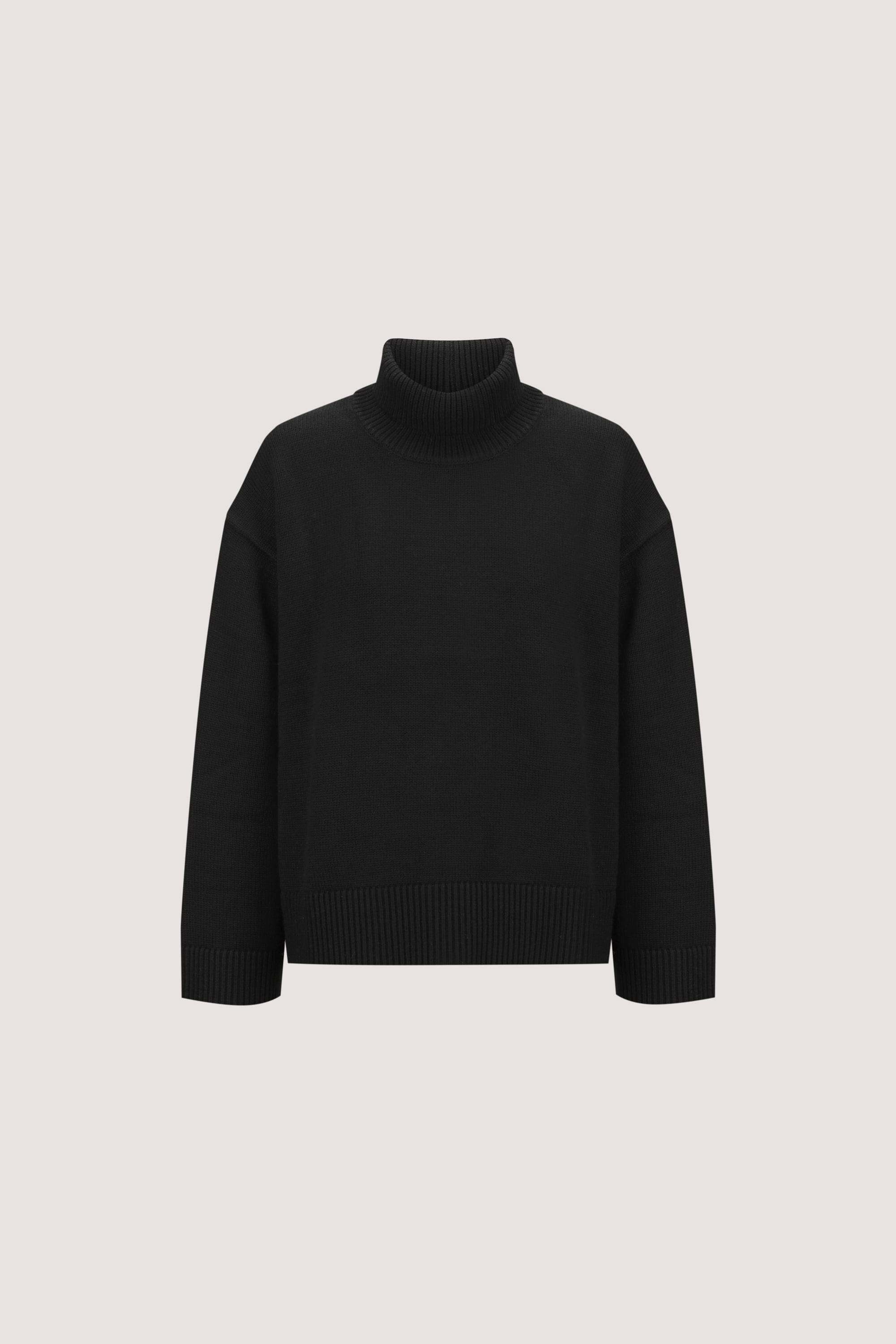 ELLA BLACK TURNBACK NECK KNIT JUMPER Clothing DISSH Boutiques 