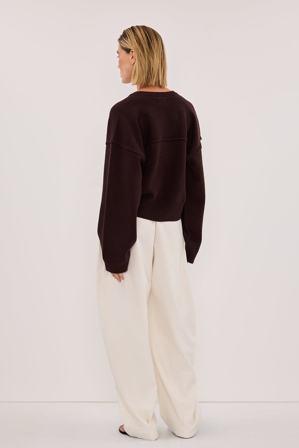 PAIGE CHOC WOOL KNIT CARDIGAN