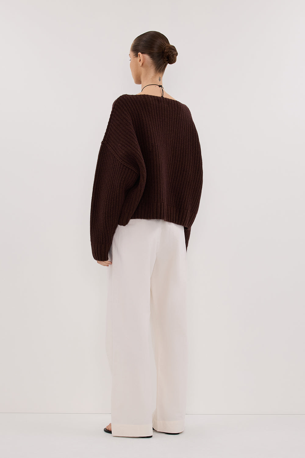 LIN CHOCOLATE BOAT NECK KNIT JUMPER Clothing DISSH Boutiques 