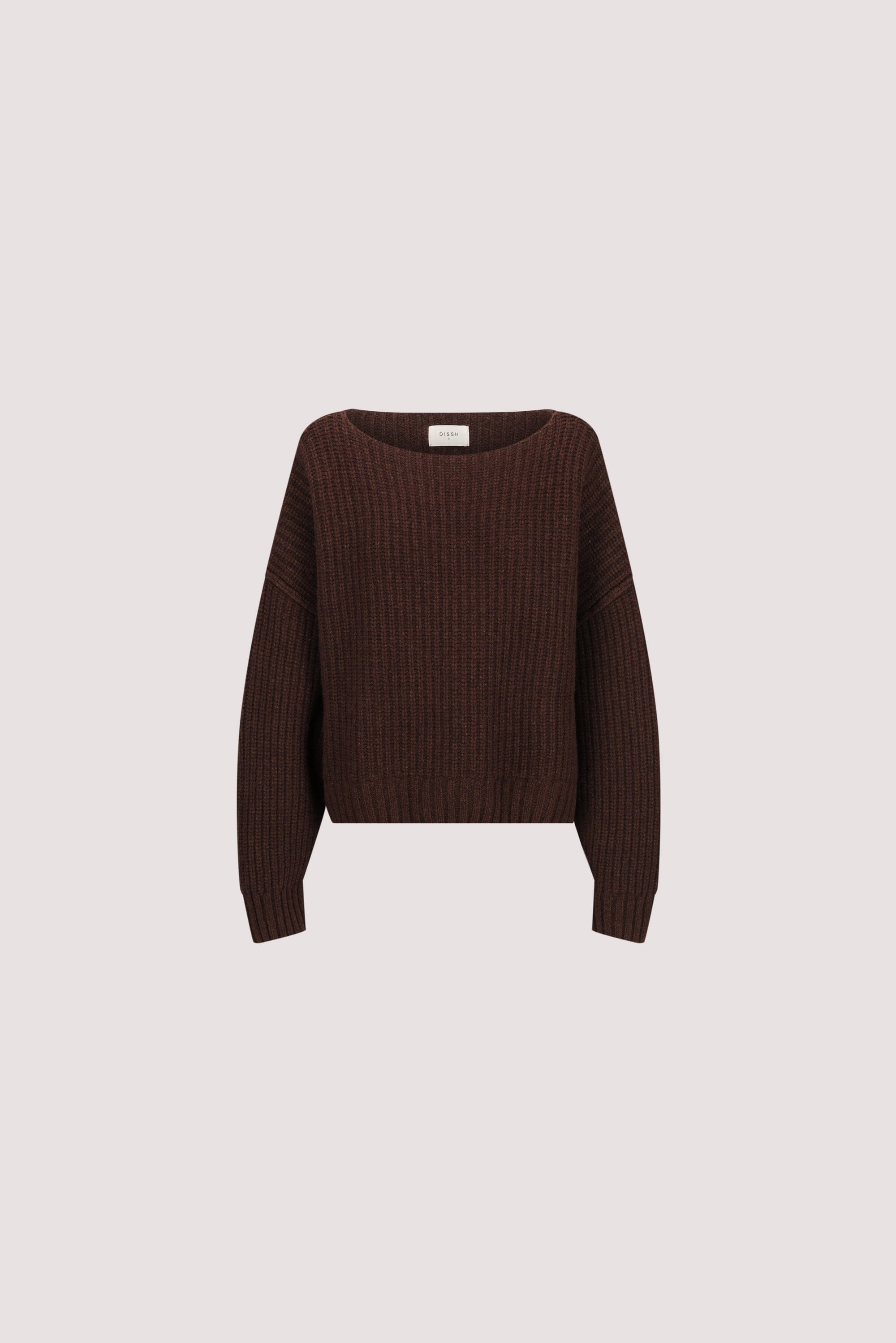 LIN CHOCOLATE BOAT NECK KNIT JUMPER