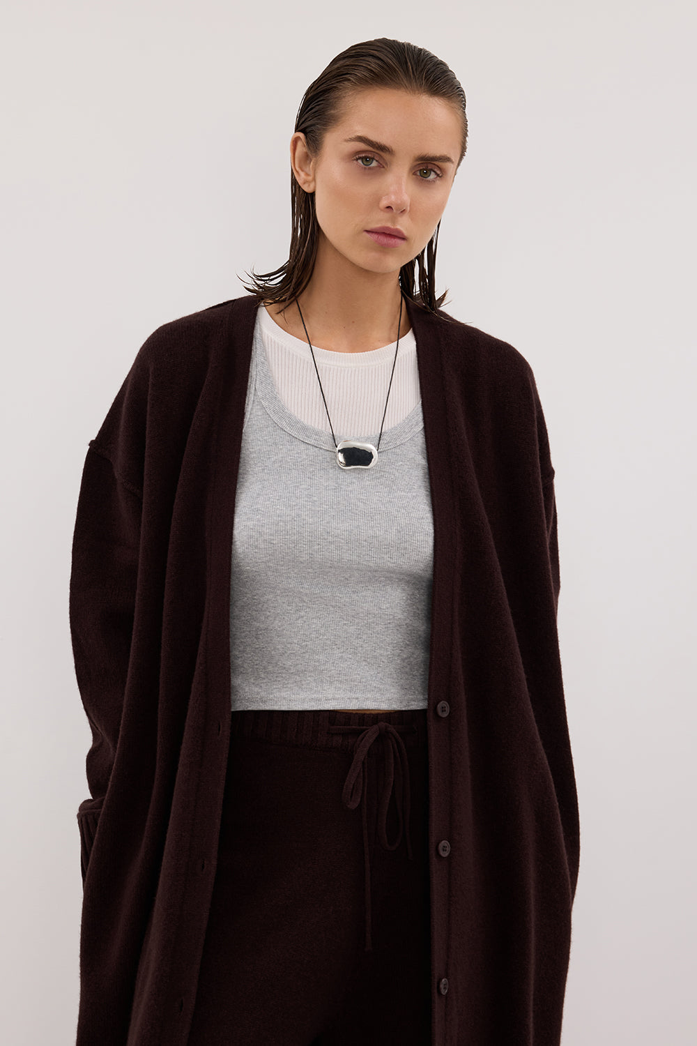 PAIGE CHOC LONGLINE WOOL KNIT COAT Clothing DISSH Boutiques 