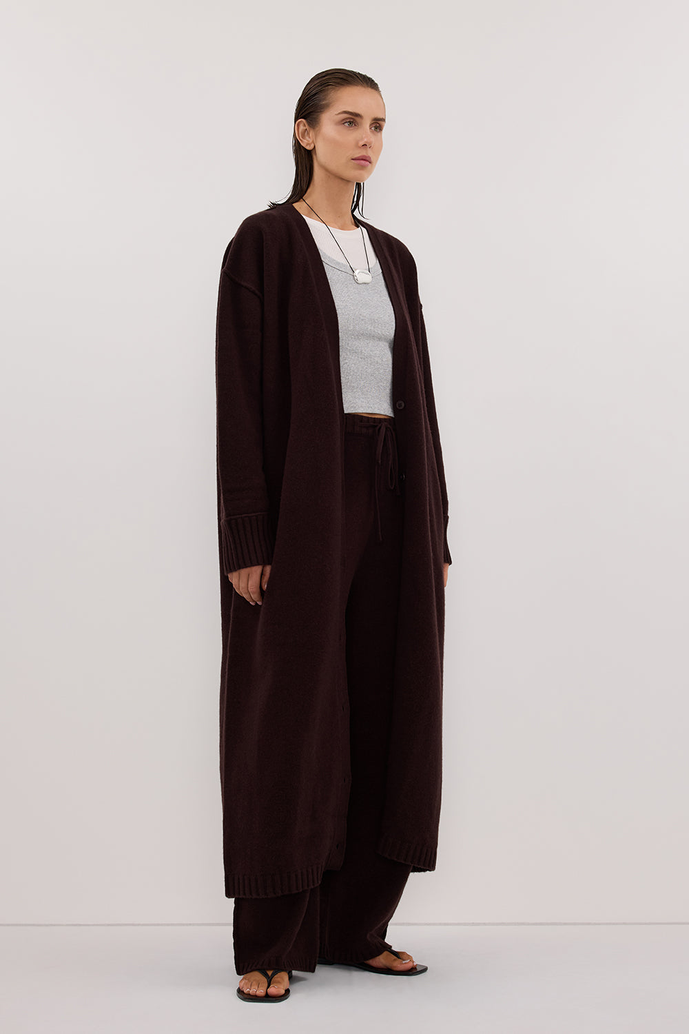 PAIGE CHOC LONGLINE WOOL KNIT COAT Clothing DISSH Boutiques 