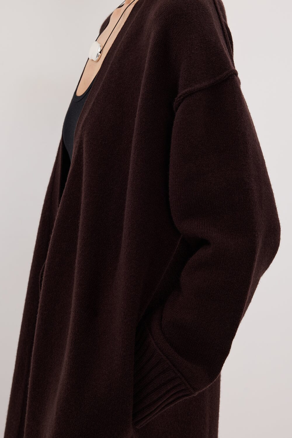 PAIGE CHOC LONGLINE WOOL KNIT COAT Clothing DISSH Boutiques 