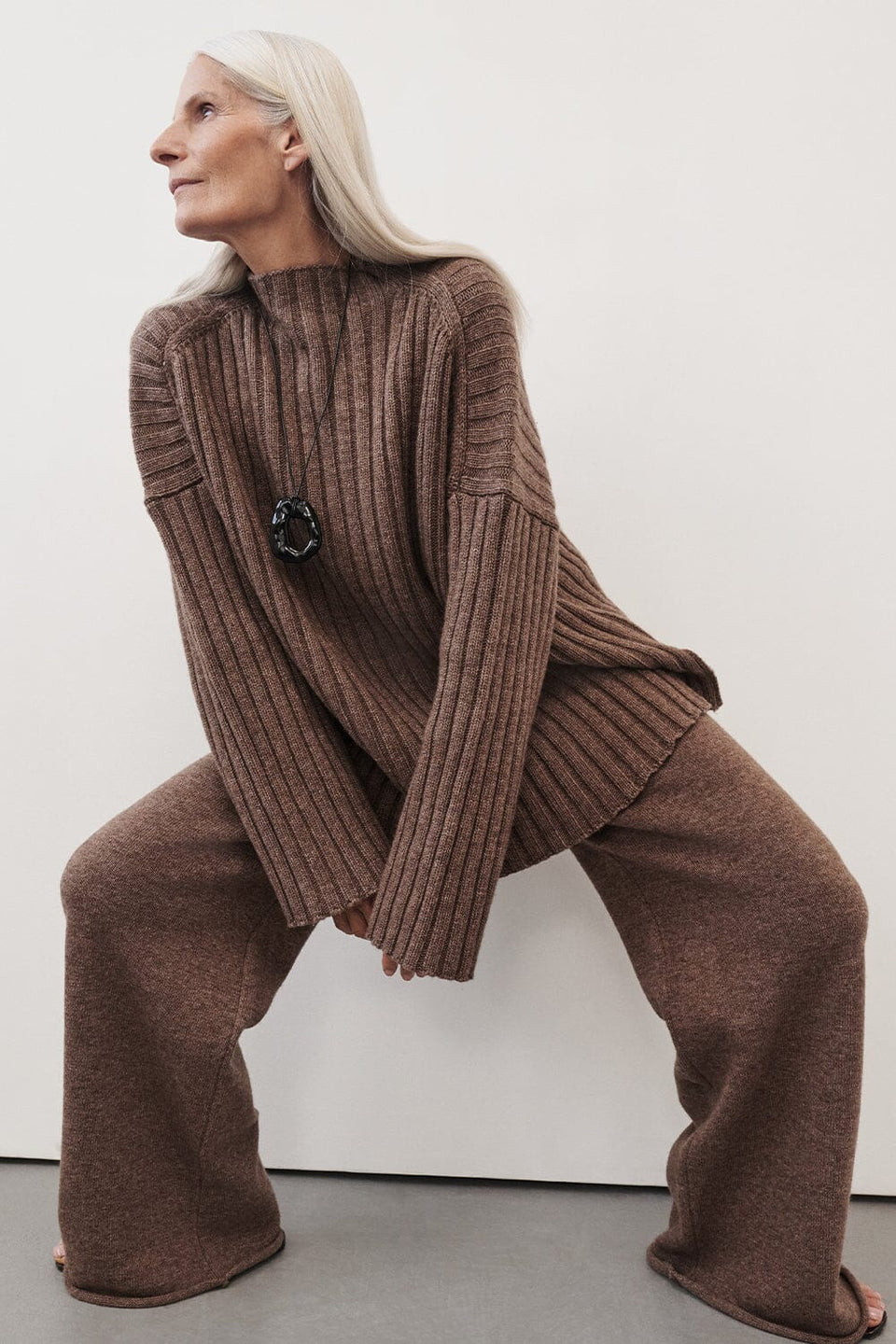 TUCSON MOCHA HIGH NECK KNIT JUMPER Clothing DISSH Boutiques XS MOCHA 