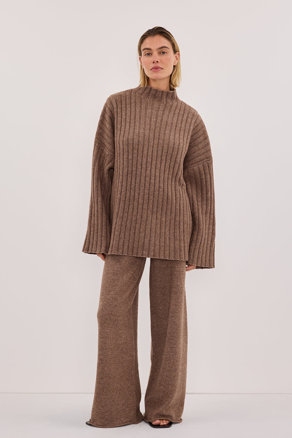 TUCSON MOCHA HIGH NECK KNIT JUMPER