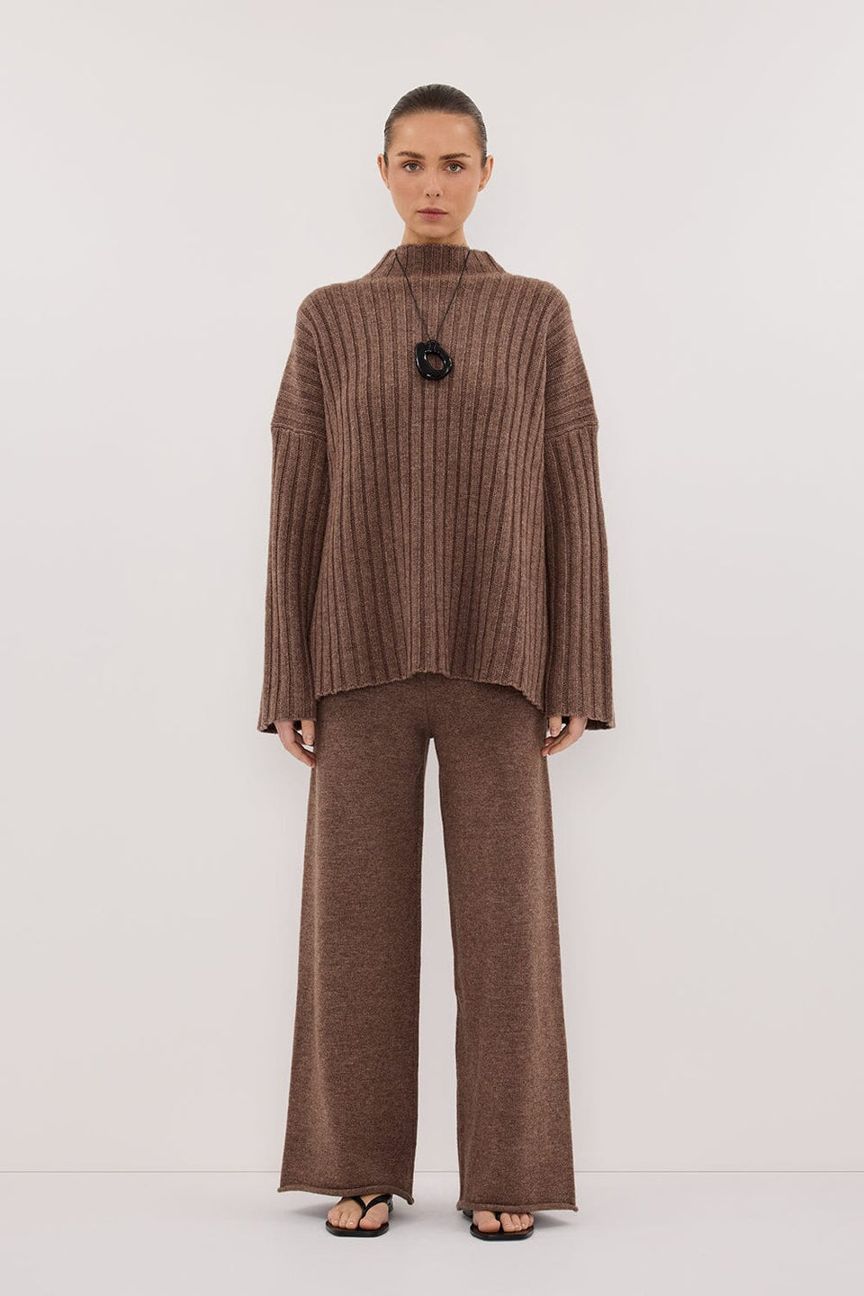 TUCSON MOCHA HIGH NECK KNIT JUMPER Clothing DISSH Boutiques 