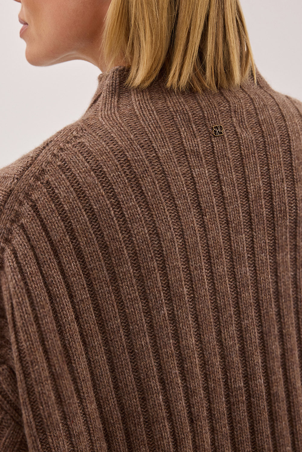 TUCSON MOCHA HIGH NECK KNIT JUMPER