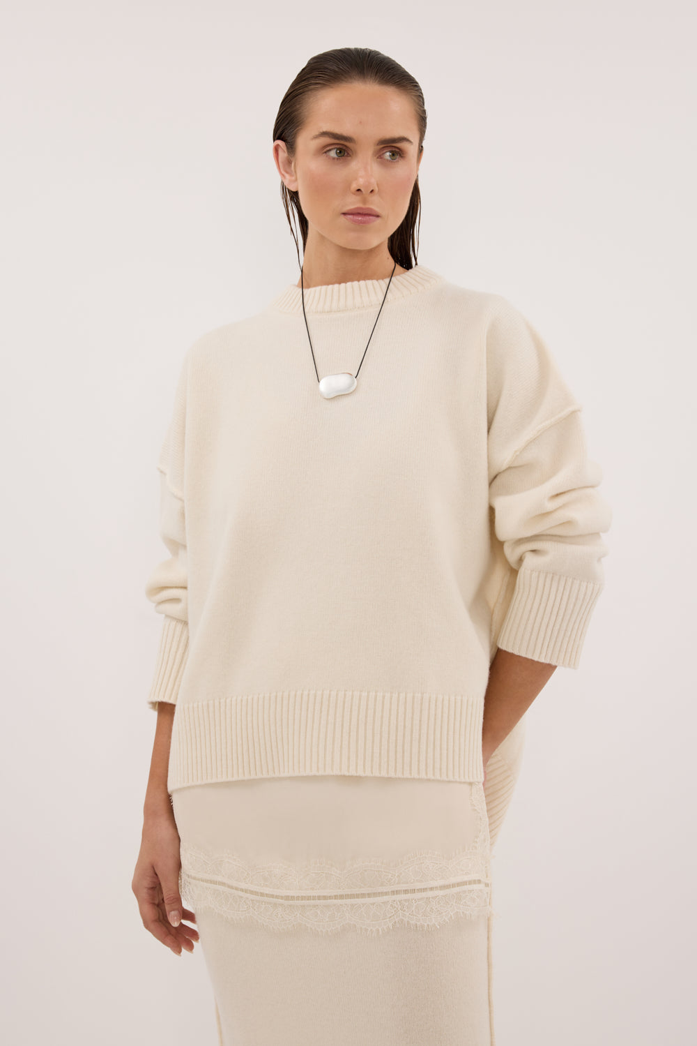 PAIGE CREAM WOOL KNIT JUMPER