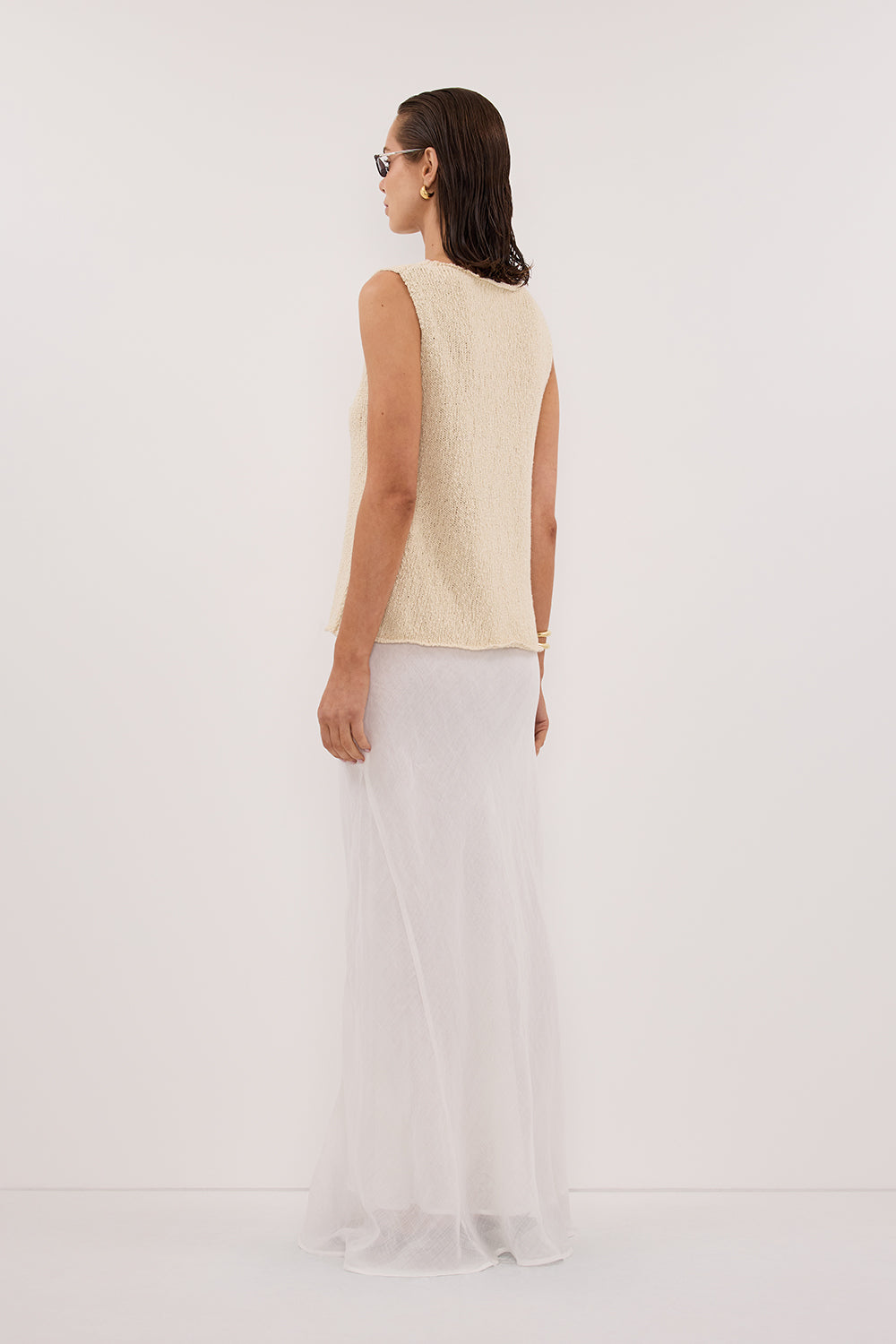 DINA NATURAL SLEEVELESS KNIT TOP Clothing DISSH Boutiques 
