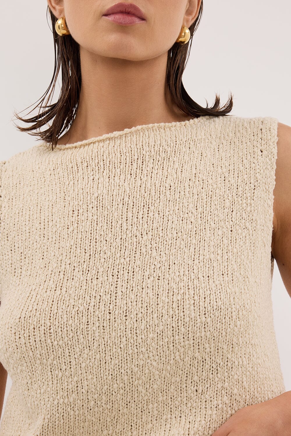 DINA NATURAL SLEEVELESS KNIT TOP Clothing DISSH Boutiques 