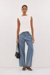 DINA OFF WHITE SLEEVELESS KNIT TOP