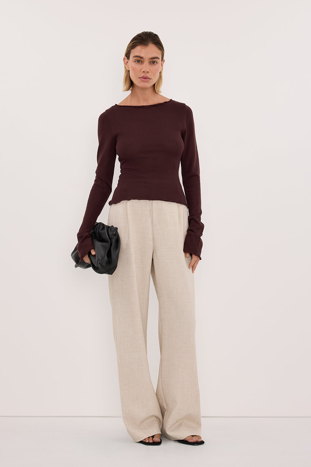 BLAKE PLUM LONG SLEEVE BOAT NECK KNIT TOP