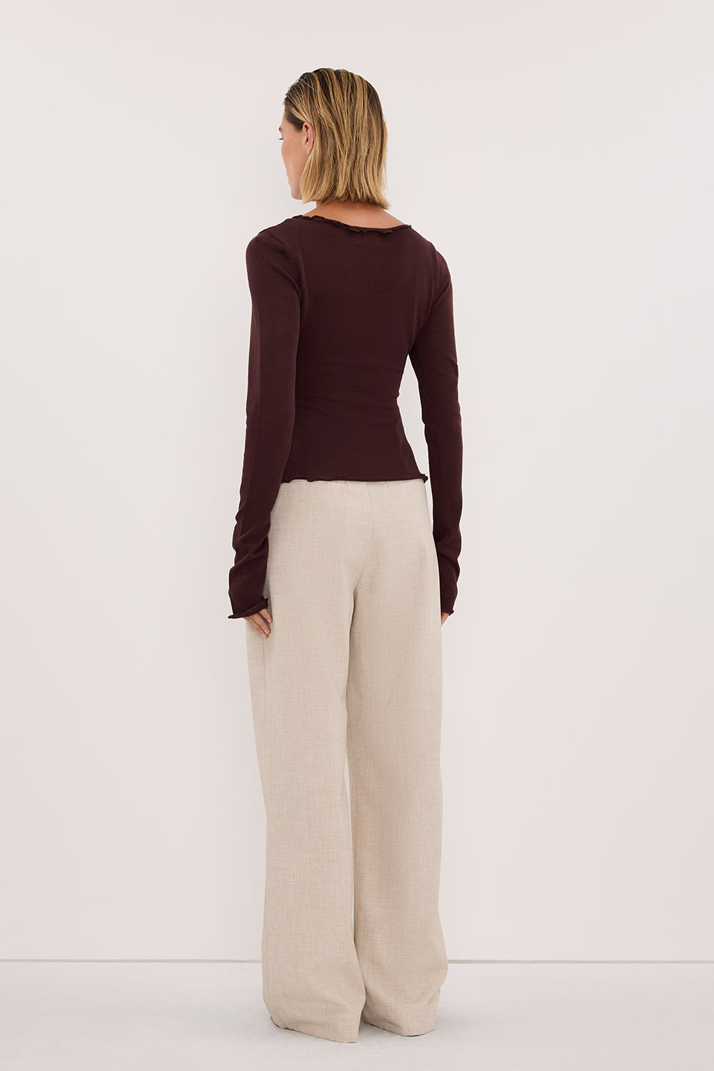 BLAKE PLUM LONG SLEEVE BOAT NECK KNIT TOP