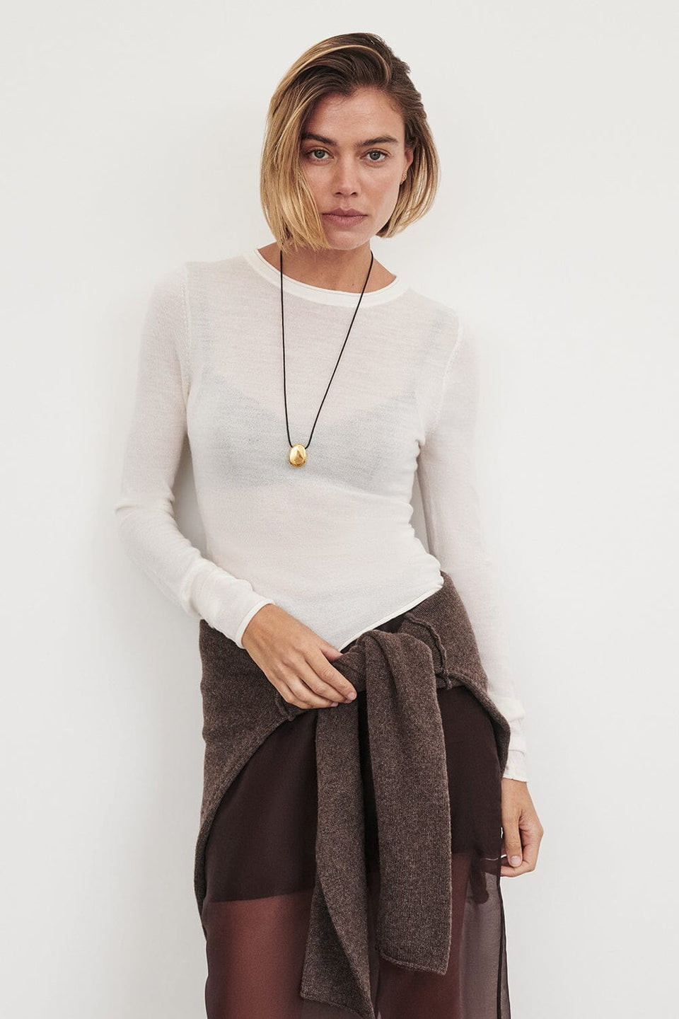 DUKE OFF WHITE LONG SLEEVE MERINO KNIT TOP Clothing DISSH Boutiques 