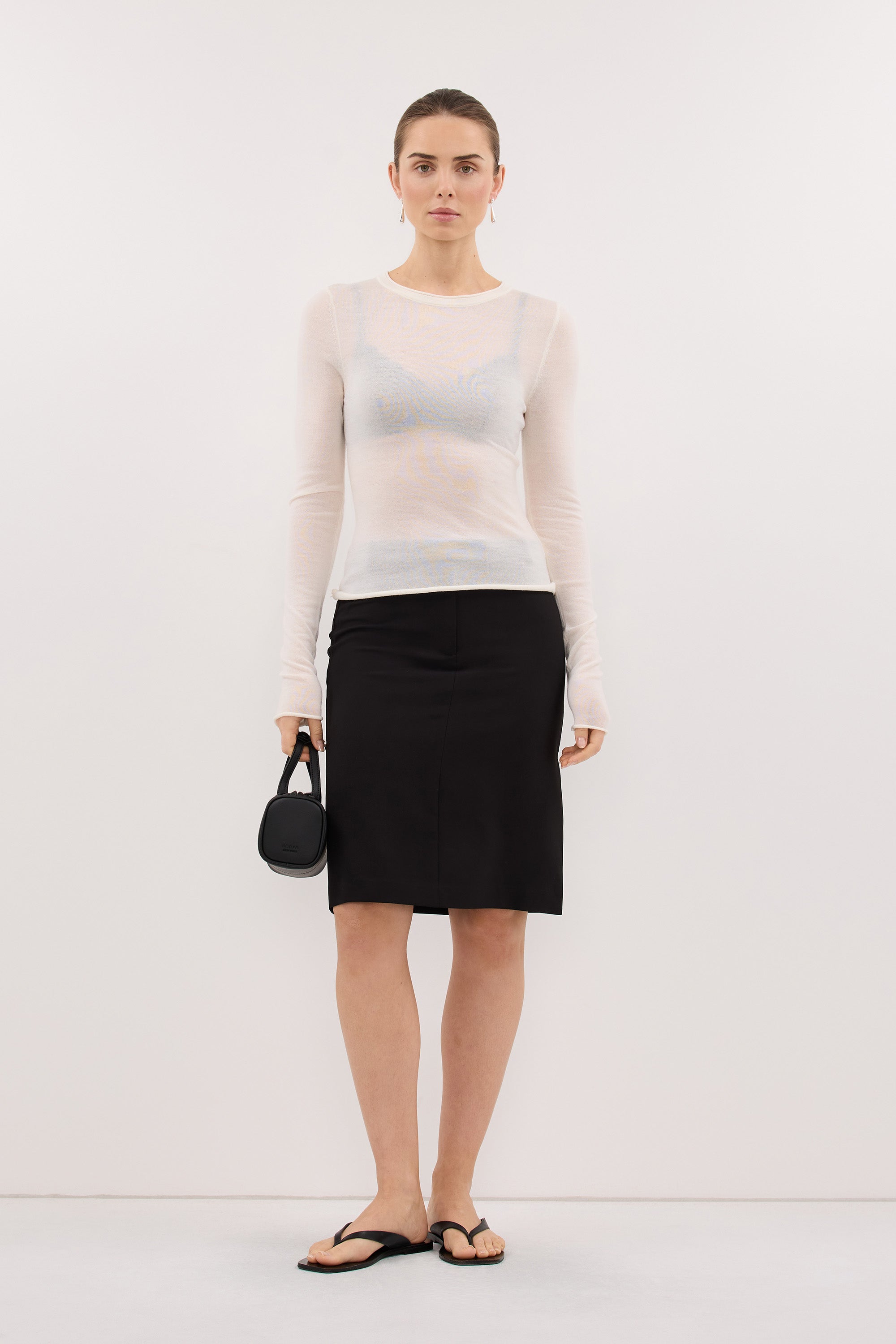 DUKE OFF WHITE LONG SLEEVE MERINO KNIT TOP