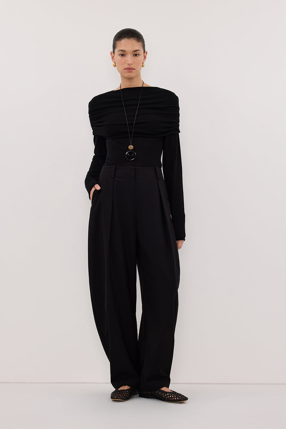 IVY BLACK MERINO LONG SLEEVE TOP Clothing DISSH Boutiques XS BLACK 