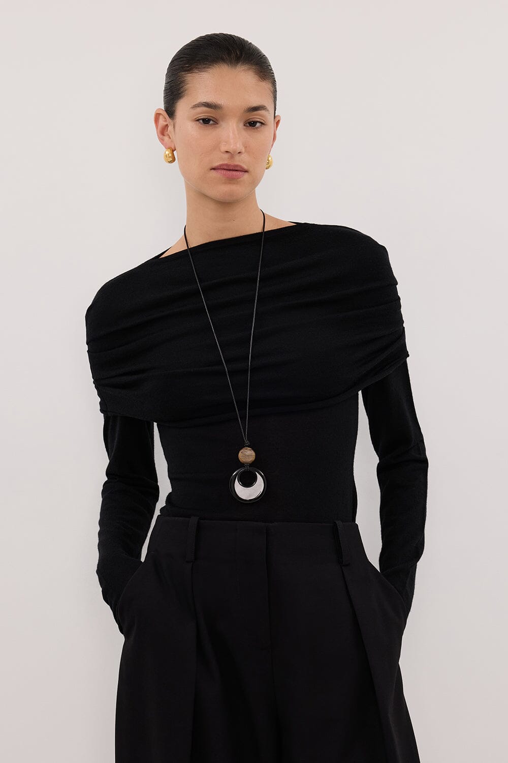 IVY BLACK MERINO LONG SLEEVE TOP Clothing DISSH Boutiques 