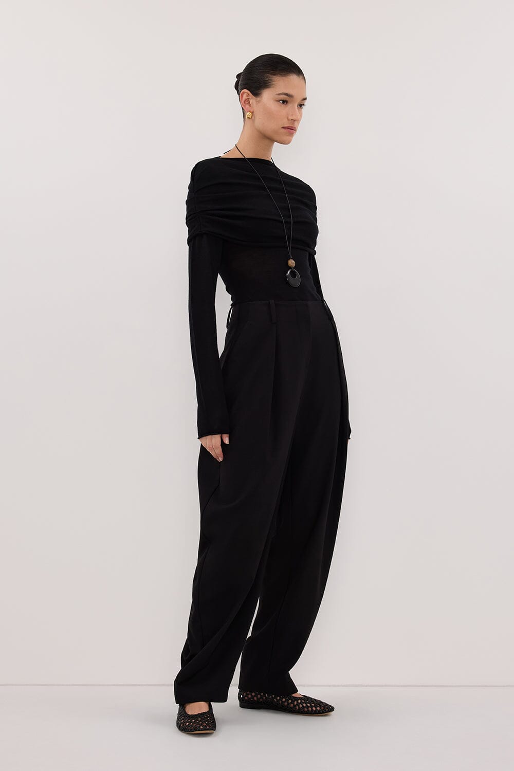 IVY BLACK MERINO LONG SLEEVE TOP Clothing DISSH Boutiques 