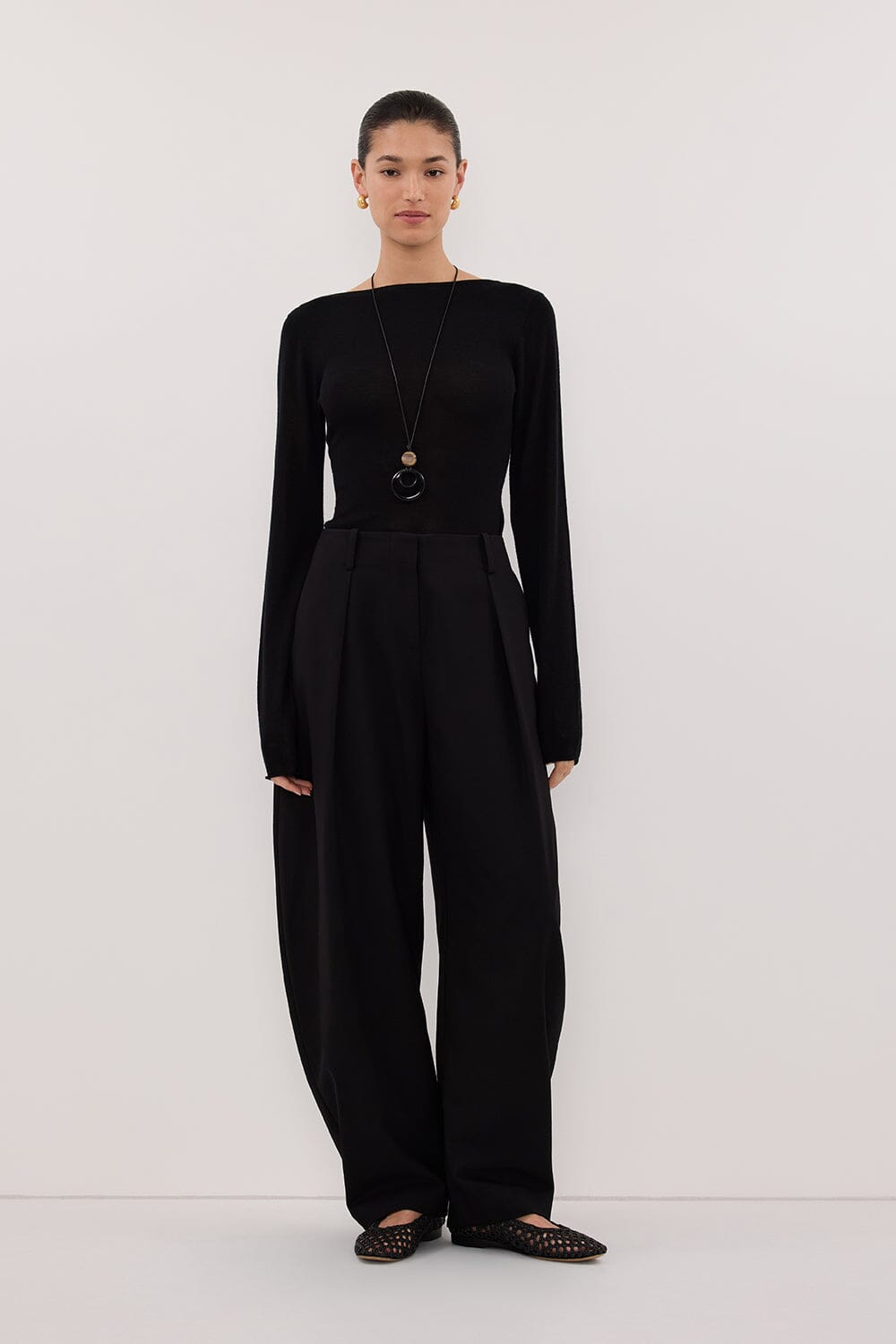 IVY BLACK MERINO LONG SLEEVE TOP Clothing DISSH Boutiques 