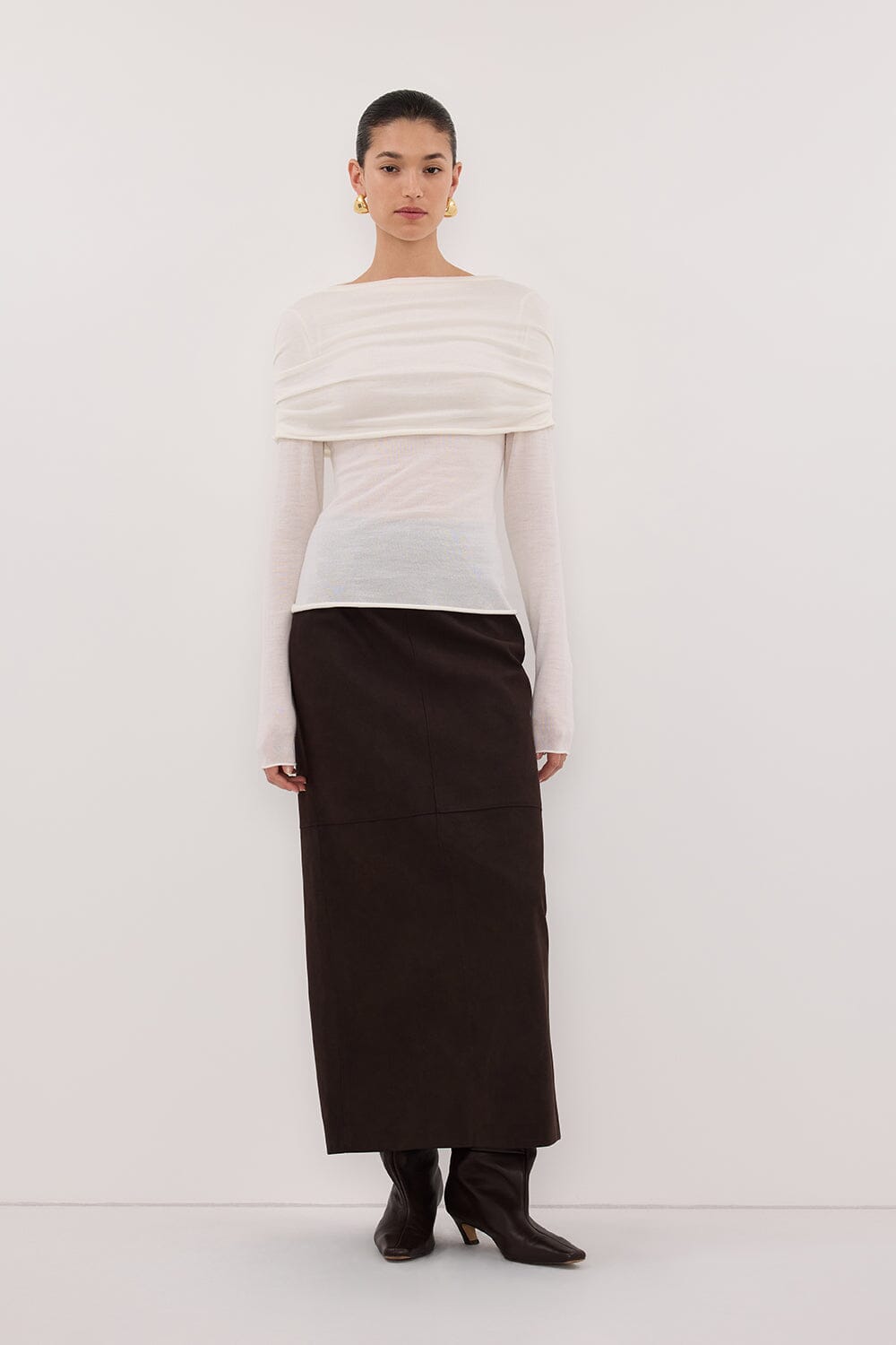 IVY OFF WHITE MERINO LONG SLEEVE TOP Clothing DISSH Boutiques 