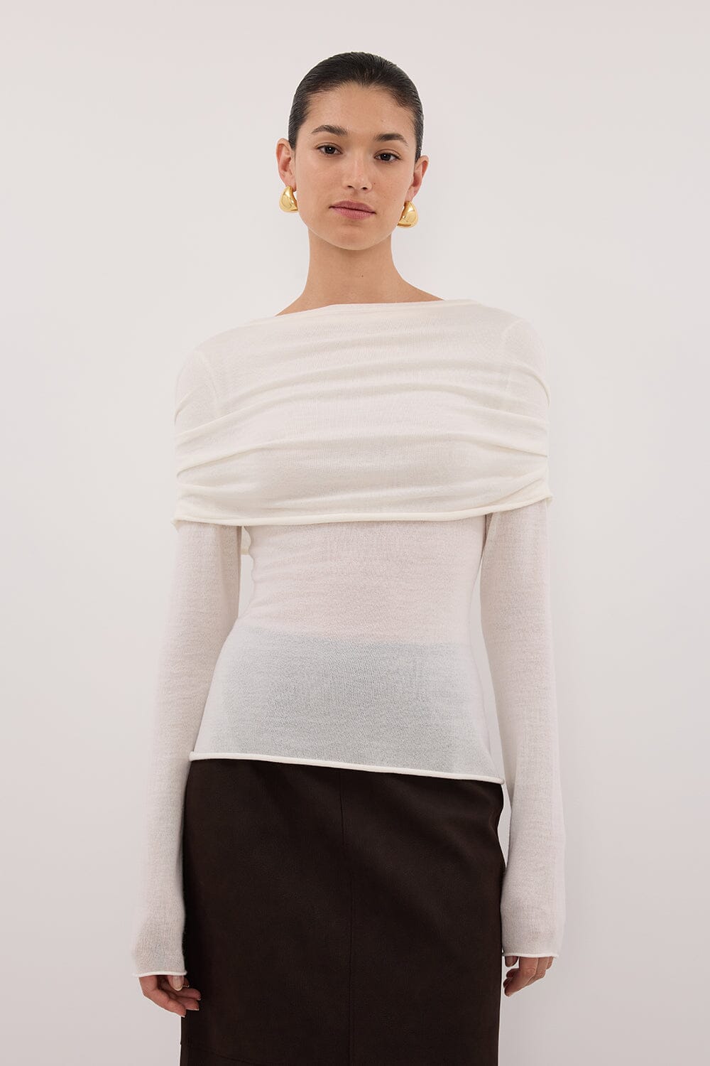 IVY OFF WHITE MERINO LONG SLEEVE TOP Clothing DISSH Boutiques 