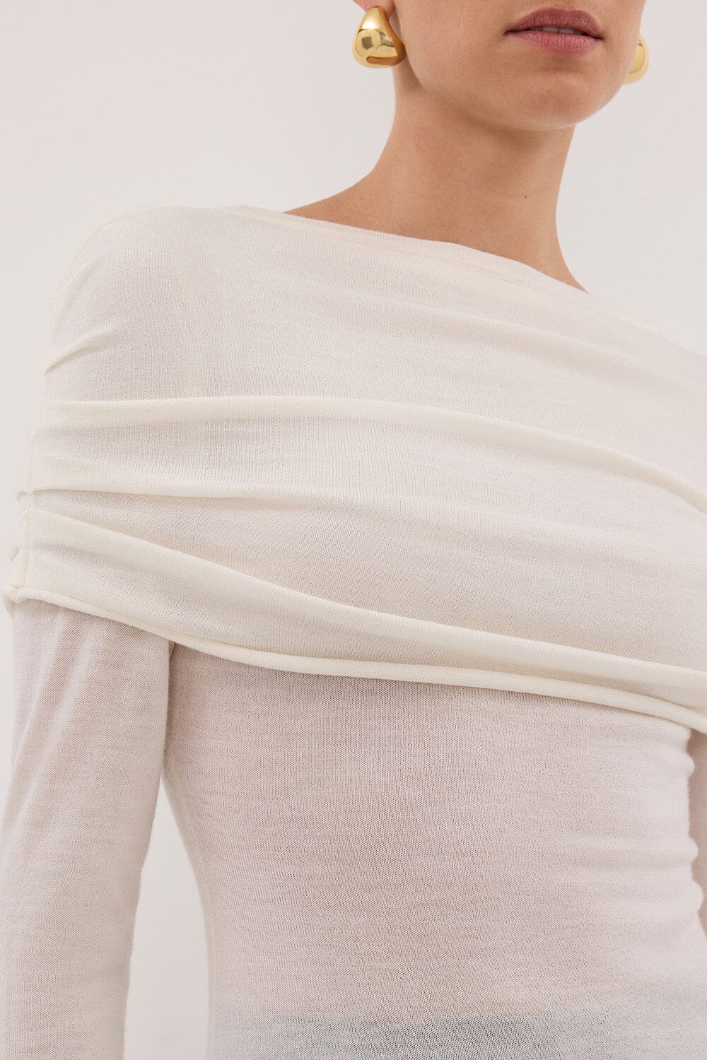 IVY OFF WHITE MERINO LONG SLEEVE TOP Clothing DISSH Boutiques 