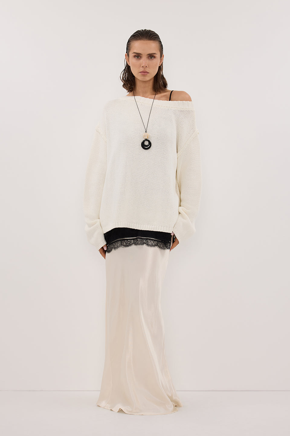 LEISLE CREAM ASYM KNIT JUMPER Clothing DISSH Boutiques 