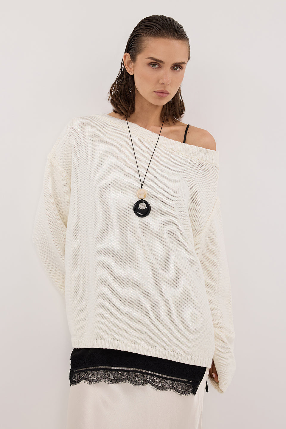 LEISLE CREAM ASYM KNIT JUMPER Clothing DISSH Boutiques 