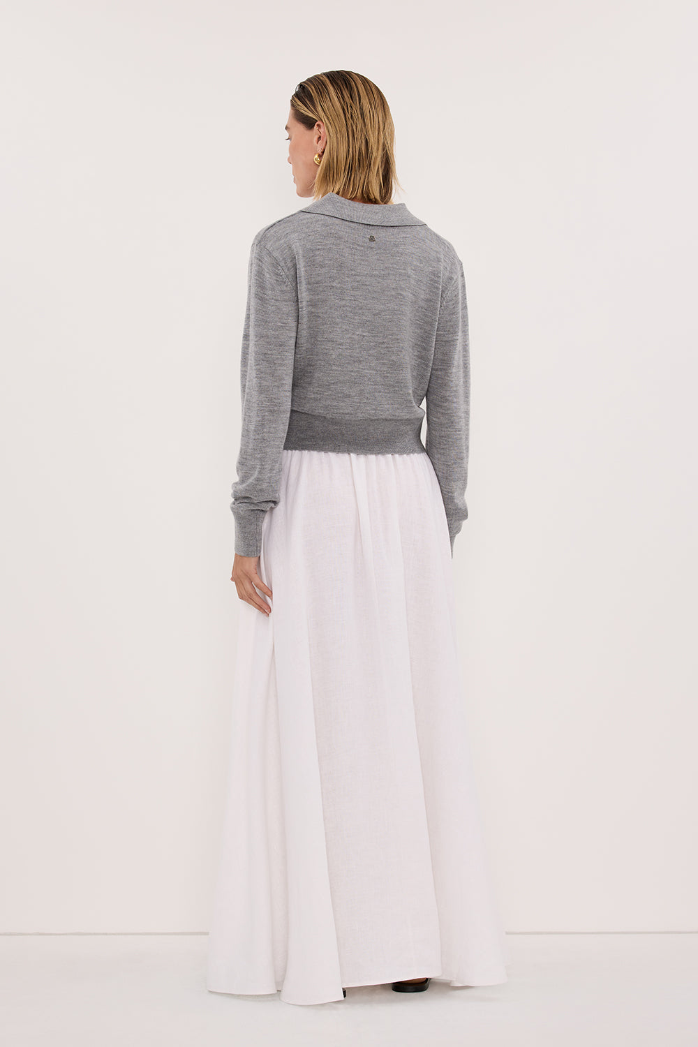 KYRA SILVER LONG SLEEVE MERINO WOOL CARDIGAN