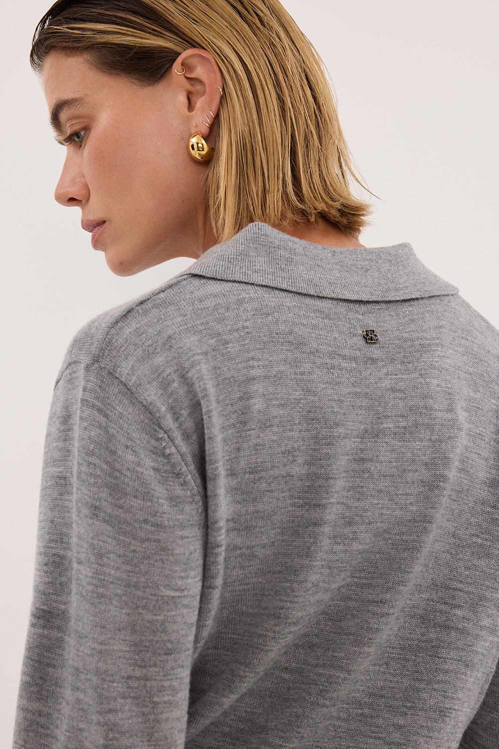 KYRA SILVER LONG SLEEVE MERINO WOOL CARDIGAN