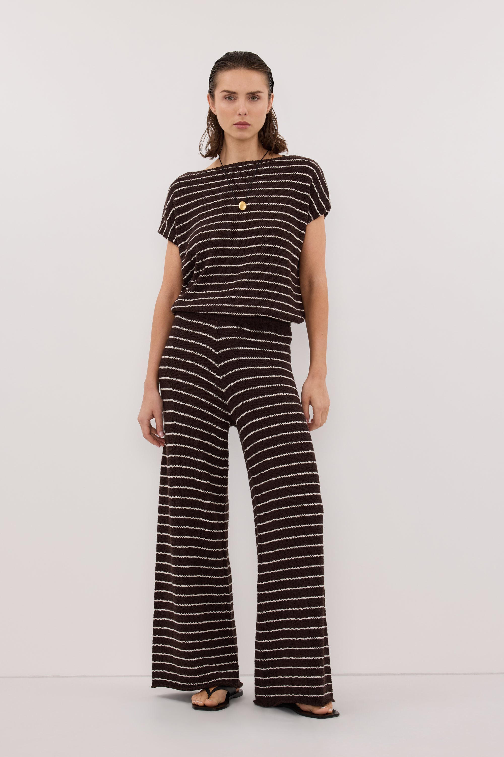 ASPEN CHOC STRIPE KNIT TOP